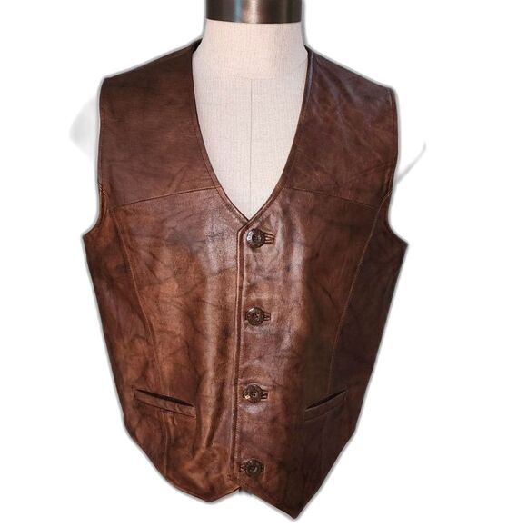 Wilsons Leather Men's Brown Leather Vest Size L
